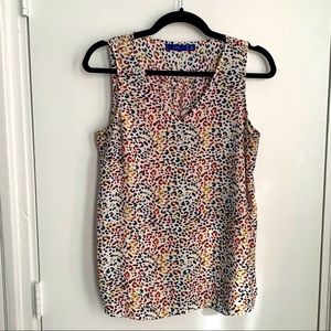 Multicolored animal print sleeveless blouse